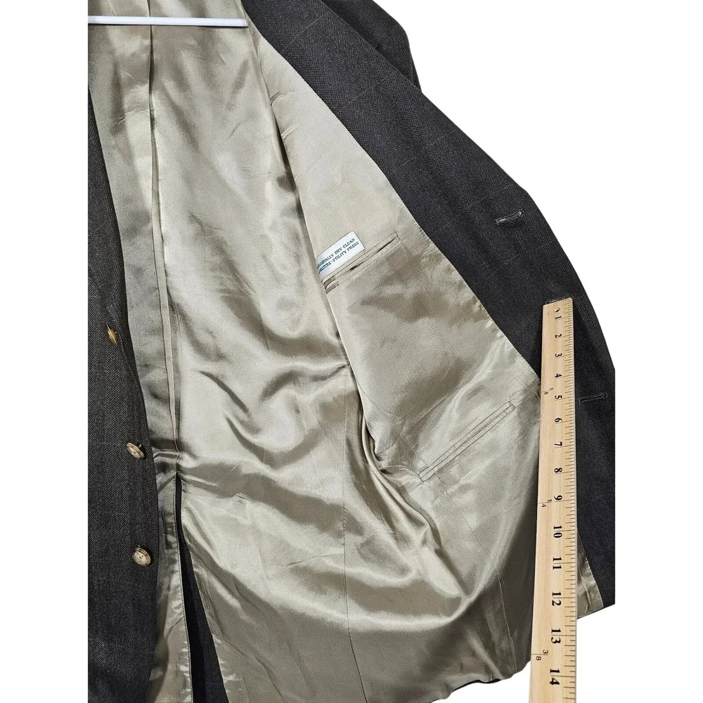 Austin Reed London Blazer 40R Brown‎ Herringbone Plaid Tailored in USA LL Bean